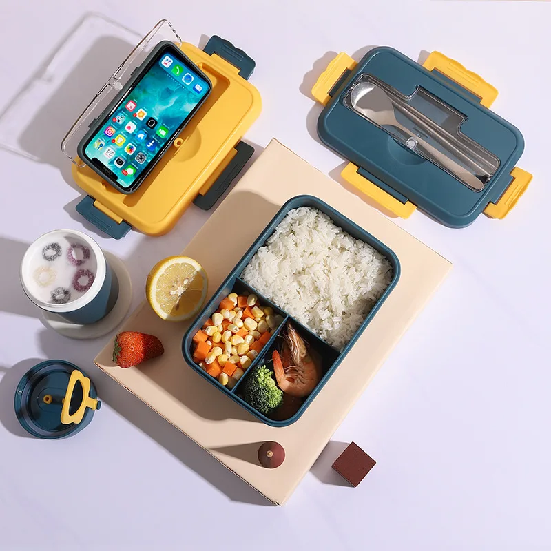 

hot sale plastic lunch box microwaveable bento lunch box set with cutlery