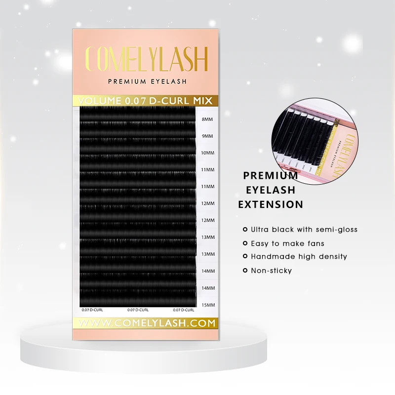 

Comelylash best-selling korean bulk individual mink 0.03-0.25 eyelash extensions professional with custom private label, Black