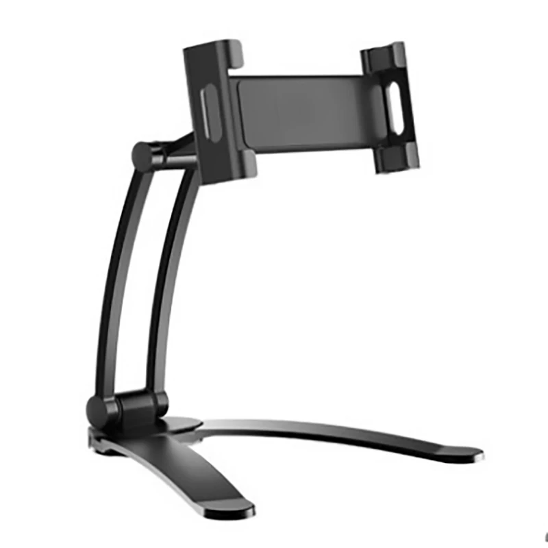 

Aluminum Kitchen Desktop Flodable Tablet Phone Holder Mount Adjustable 5-10.5 inch phone Tablet Holder Stand For iPad, Black