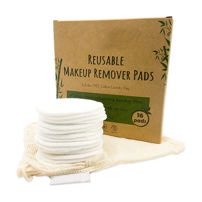 

Degradable Factory Wholesale Makeup Remover Bamboo Cotton Pads Round Cleansing Face Pad