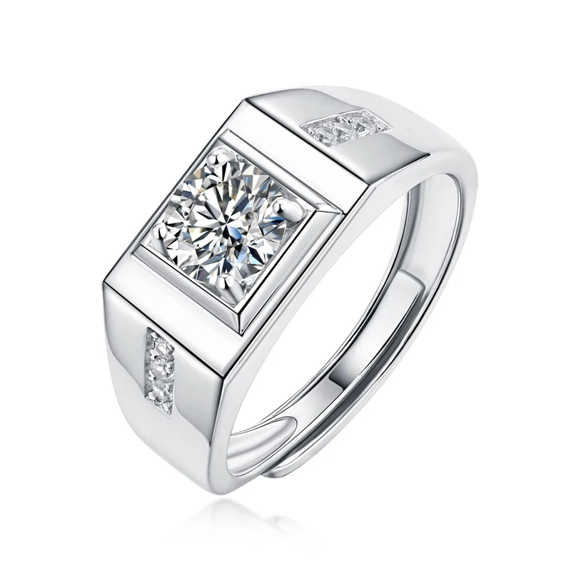 

RTS Wuzhou Bocarman s925 ring 1ct 2ct classic 925 sterling silver resizable moissanite fashion jewelry white gold ring