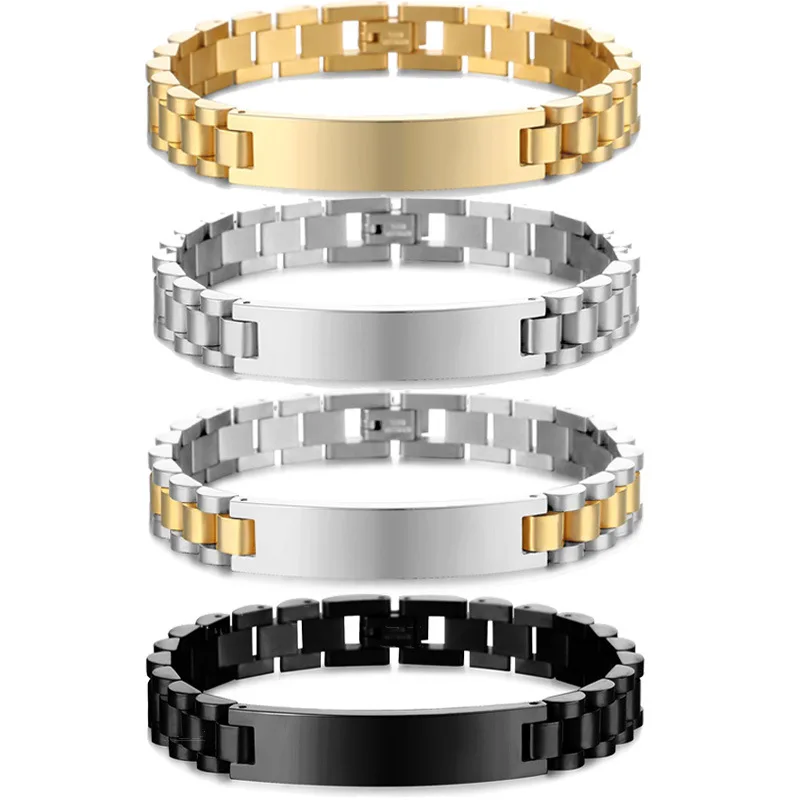 

Duyizhao Titanium Steel Men's Bracelet Fashion Jewelry Custom Name Watch Band Men's Women's Stainless Steel Curved Bracelet