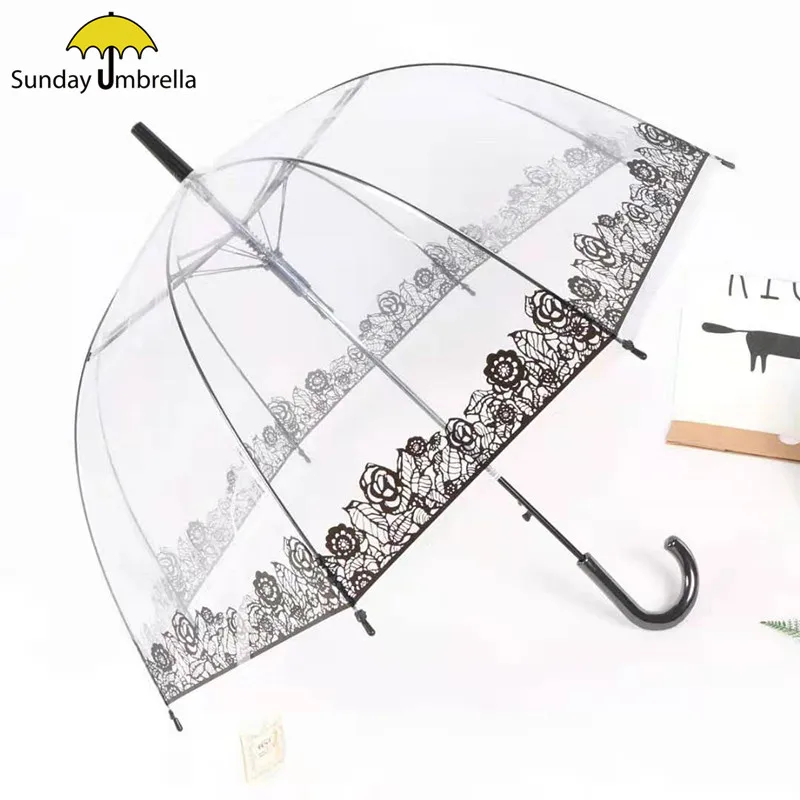 

SUNDAY Hook Handle city and flower design Transparent Umbrella, As shown/customized