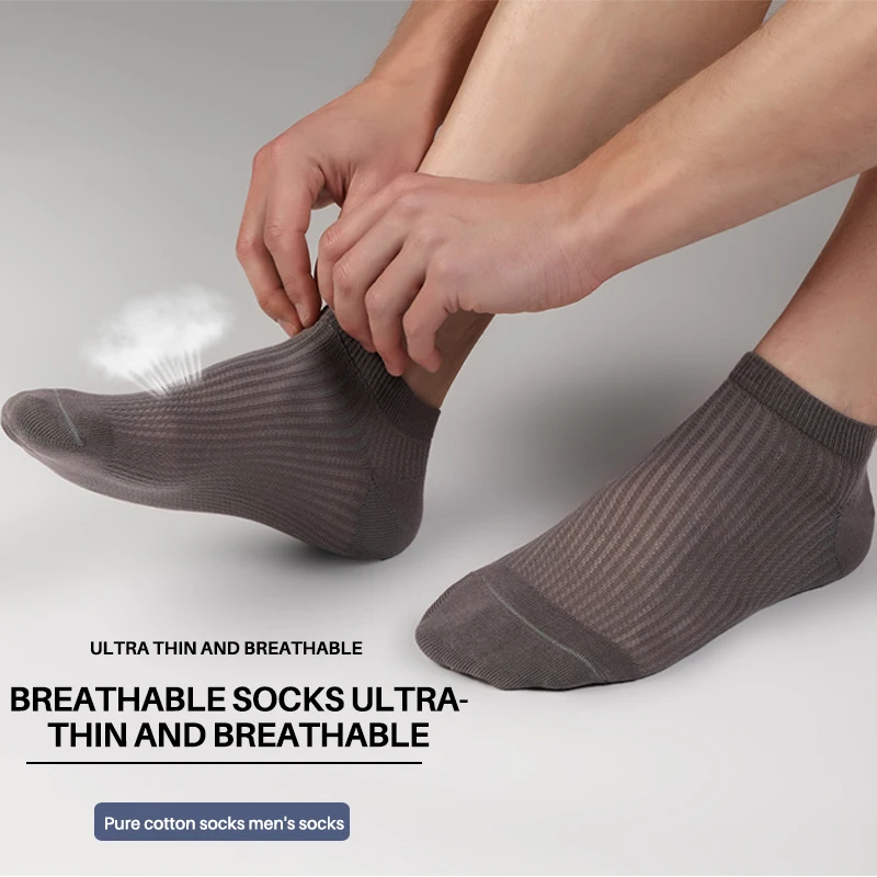 

Men's socks deodorant sweat-absorbing breathable mesh socks cotton boat socks low waist short summer thin white