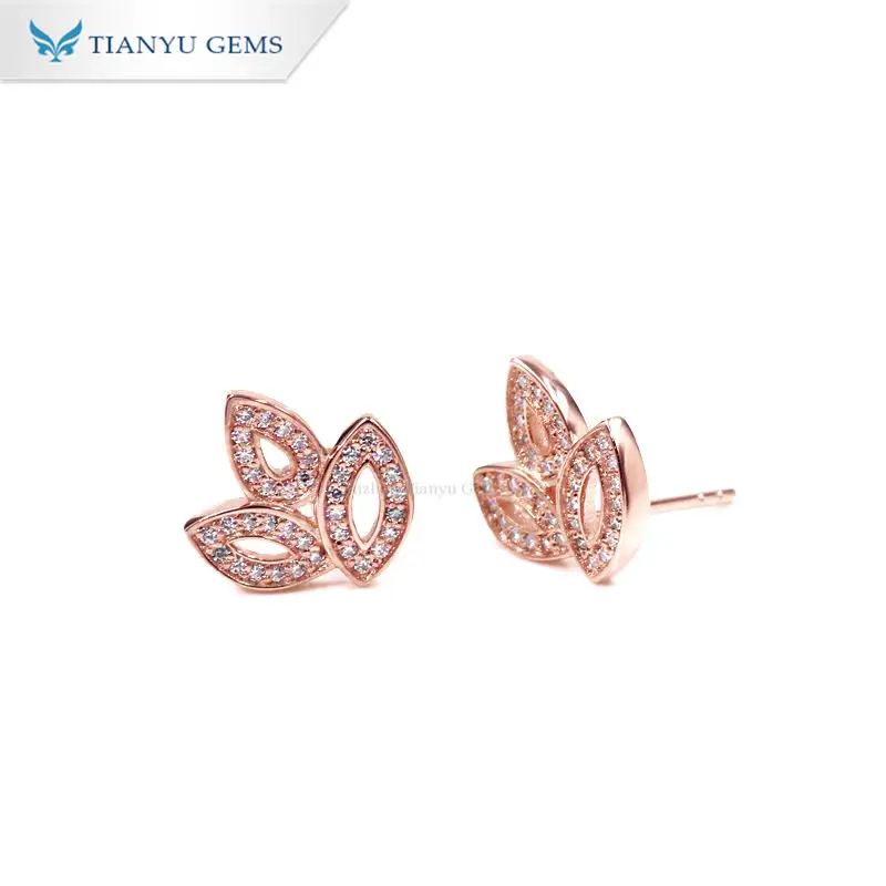 

Tianyu gems fashion jewelry 925 sterling silver rose gold plated moissanite diamond earring set for women