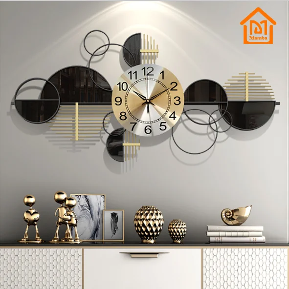 

Large iron wall clock creative fashion simple wall clock, Black