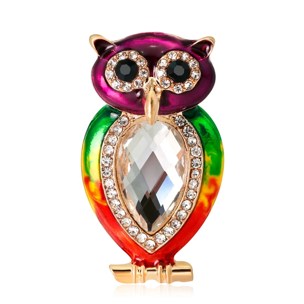 

Hot Selling Crystal Brooch Unique Fancy Rhinestone Owl Shape Brooch