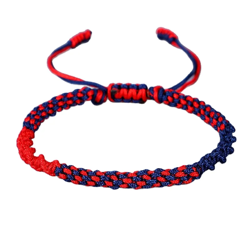 Ethnic Boho Jewelry Tibetan Buddhism Blue Red Black Corn Knot Cotton String Thread Bracelets & Bangles