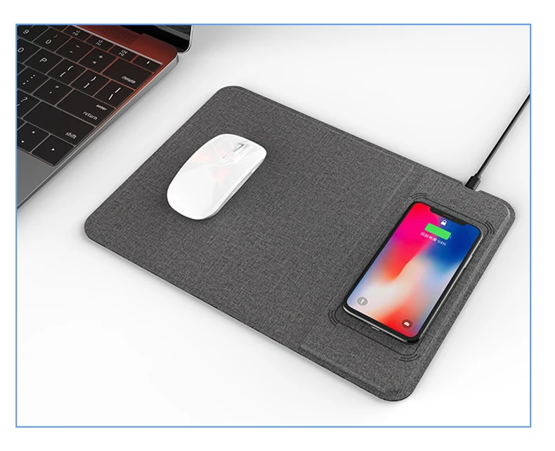 

Custom Personalized Logo Printed Giant Mousepad 15W Fast Qi Wireless Charging Phone Charger Desk Mouse Mat Pad