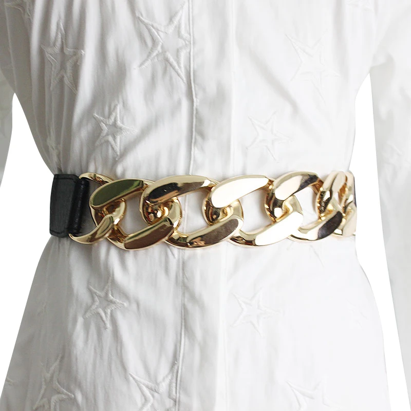 

TWOTWINSTYLE Patchwork Metal Pu Leather Belts Female Fashion New Accessories 2021