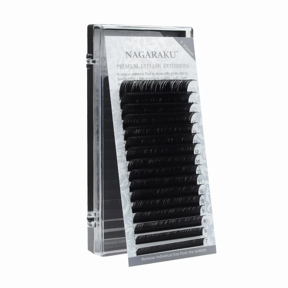 

NAGARAKU mix length eyelash extension synthetic mink pesta as pelo a pelo super professional dai pesta as nagaraku, Matte black