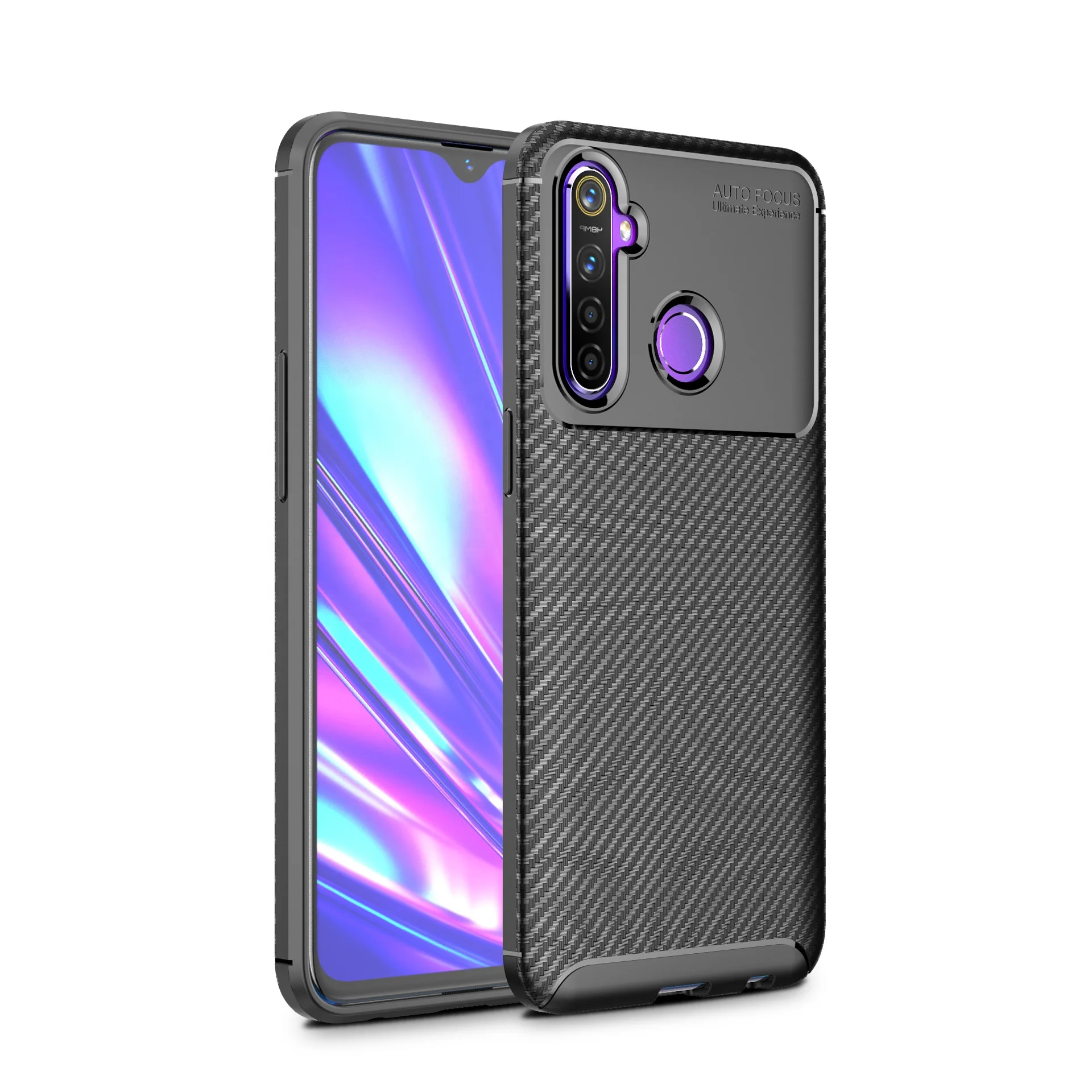 

Luxury Fingerprints Design Carbon Fiber TPU phone case For Oppo realme 5 back cover, Multi-color, can be customized