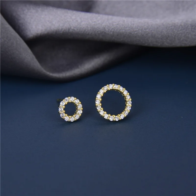 

Minimalist Shining Cubic Zircon Halo Open Circle Stud Earrings Round Zirconia 925 Sterling Silver CZ Stud Earrings