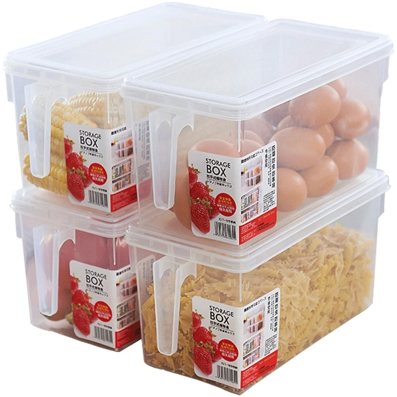 

Kitchen Plastic Acrylic With handle Fridge Storage Container Food Set Refrigerator Box