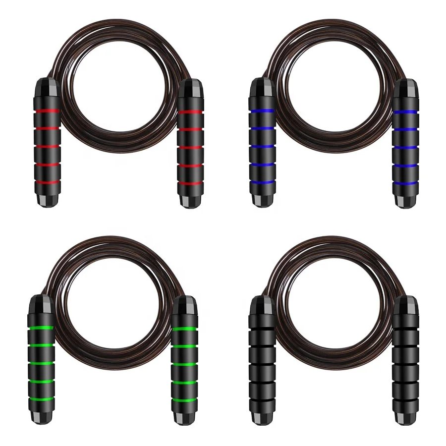 

Handle Double Under Weighted Bearing Jump Rope, Black, blue, red, green