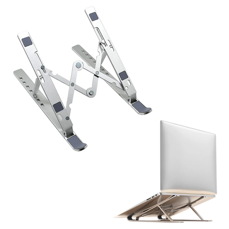 

Wholesale portable tablet computer Adjustable Foldable desktop holder aluminum alloy laptop stand for macbook, Siliver