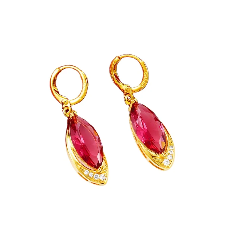 

Vietnam Shajin Earrings Female Retro Fashion Earrings 24K Gold Plated Earrings 999 Jewelry Simulation Ear Wire Wholesale