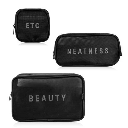 

3 Pcs Set Trousse de maquillage Nylon Mesh Durable Maquillage Makeup Brush Set Bag Travel Organizer Washable Mekup Make-up Bag