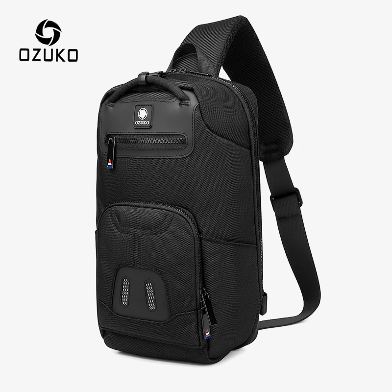 

Ozuko D9420 2022 Waterproof Sling Pack With Bottle Pocket Casual Side Chest Shoulder Mens Bags Crossbody Mini Messenger Bags