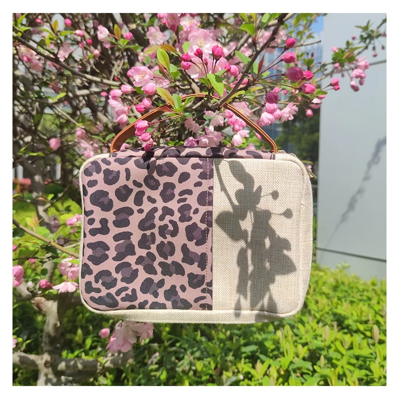 

Hot Sale Retro Leopard Shopping Bag Women's Storage Handbag Canvas Handbag Book Cover Fabric Bible Carrier