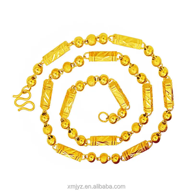 

Vietnam Shajin Hexagonal Buddha Beads Craft Domineering Big Gold Chain Hexagonal Column jewellry Shop Same Necklace Male