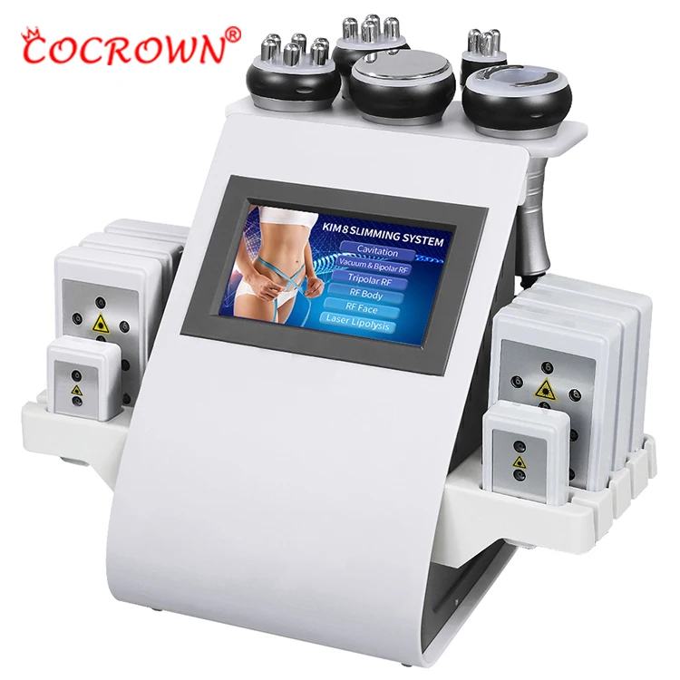 

40KHZ Beauty Ultrasonic 6in1 radiofrequency cavitation lipolaser body slimming machine, White