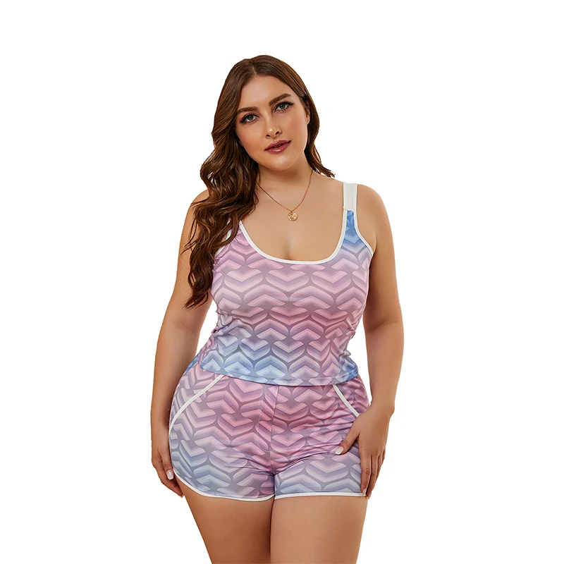 

Wholesale 2 Piece Plus Size Pajama Short Sets Stylish Print Woman Sleepwear Set