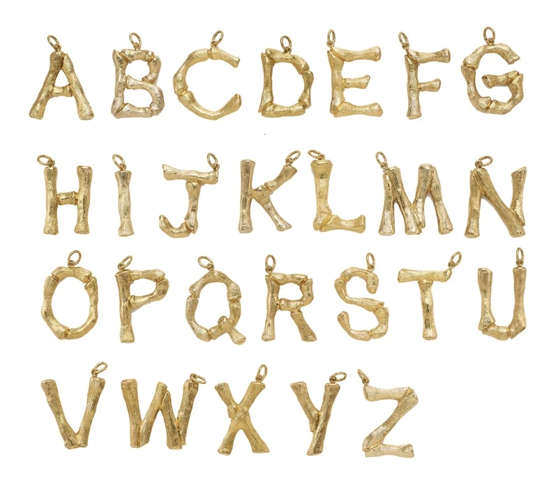 

DIY Initial Necklaces Bamboo Alphabet A-Z Pendant 14K Gold Plated Stainless Steel Letters Pendant Charms for Jewelry Making, Silver/gold/rose gold