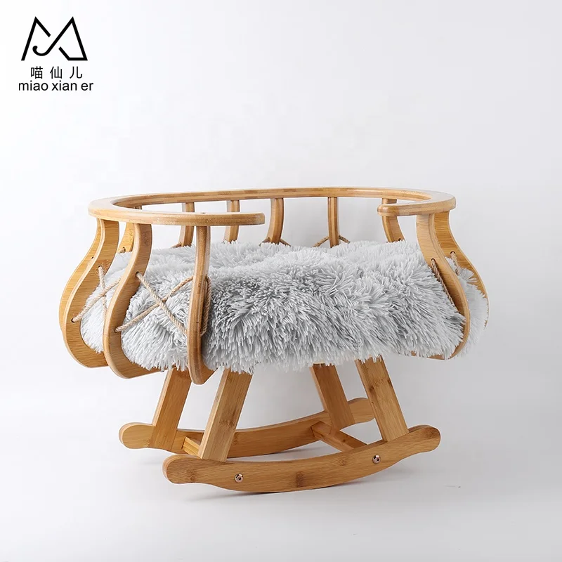 

High Quality Multifunction Wholesale Pet Bamboo wood cat bed, Natural