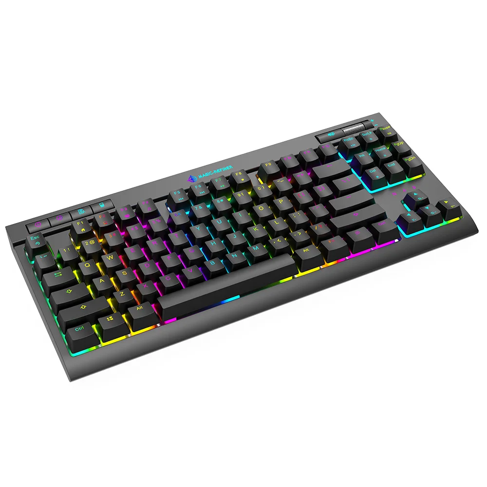 

OEM ODM MK17 cutomizable 80% ergonomic 87keys red switch backlit gaming mechanical keyboard rgb, Black/ white