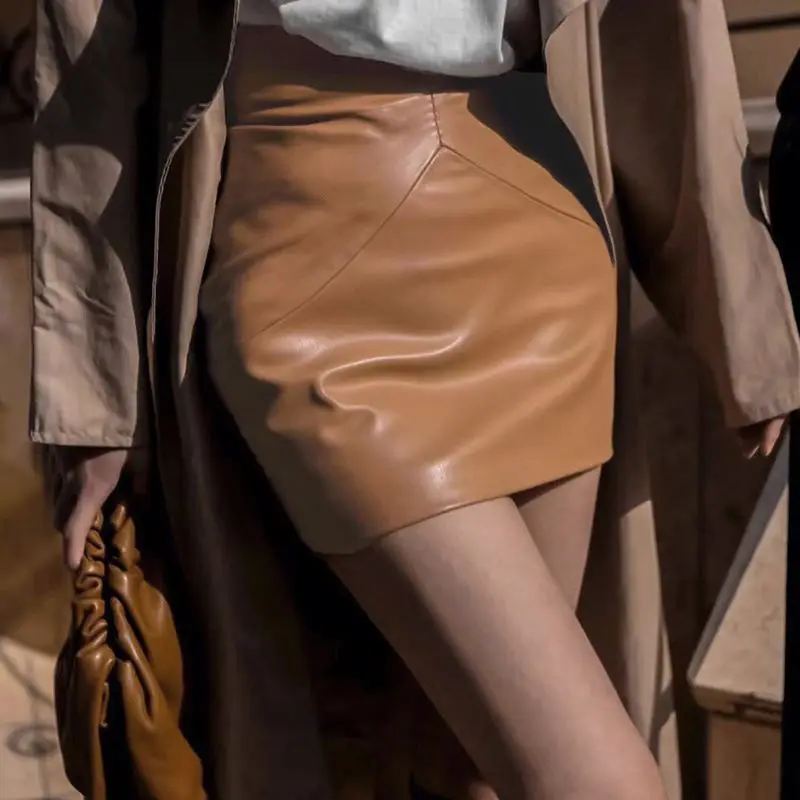 

B53745A New design PU skirt lady sexy high waist fashion bodycon leather skirt