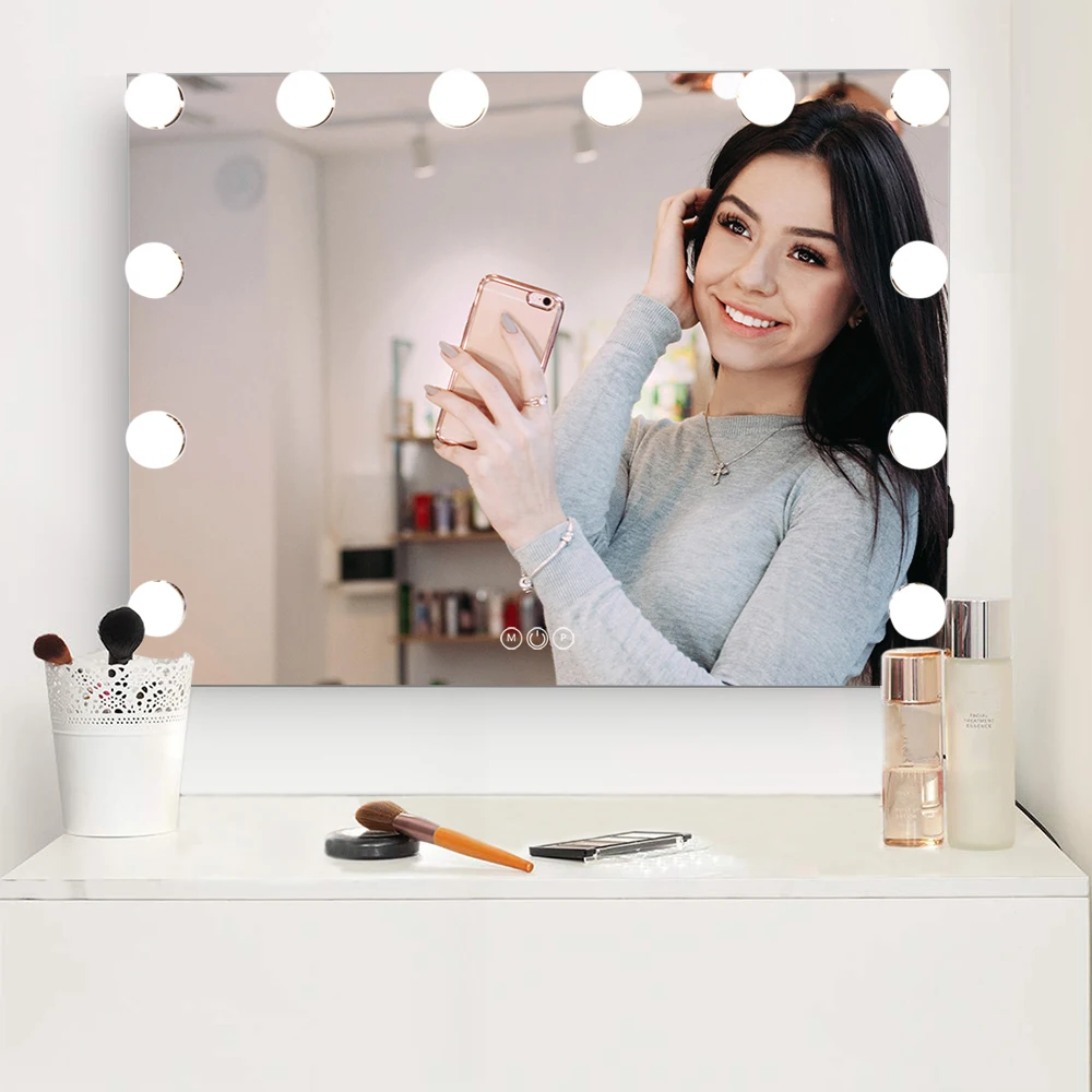 Makeup Mirror Hollywood Style LED Vanity Mirror with 14 Touch Dimmer LED Bulbs for Makeup Dressing Table