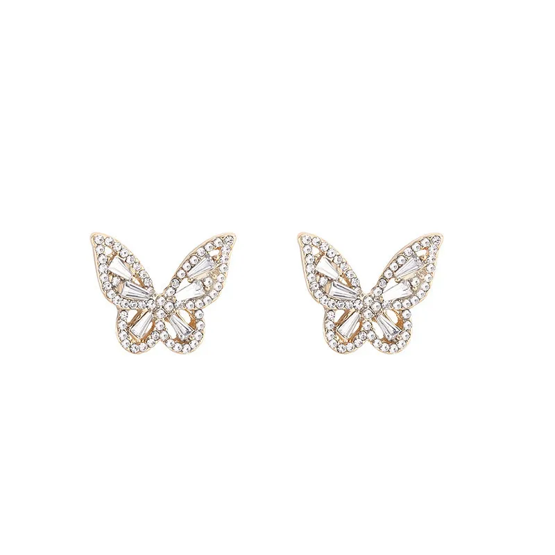 

S925 Silver Retro Butterfly Earrings Super Fairy Temperament Design Flash Diamond Stud Earrings for Women Girls