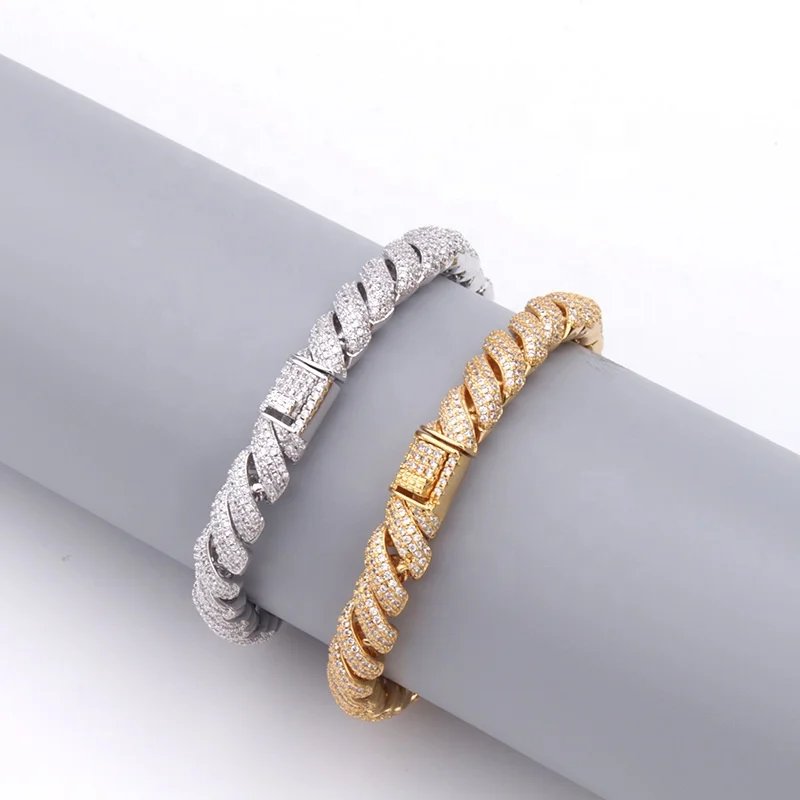 

High Quality Cubic Zircon Men Women Micro Pave Bracelet Argent 925 Sterling