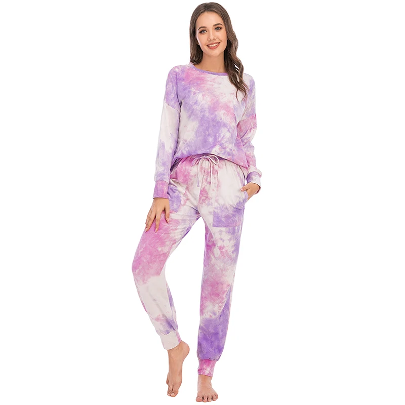 

Design Lounge WearTie Dye Two Piece Set Long Sleeve Pajamas Womens Pajamas Summer Set