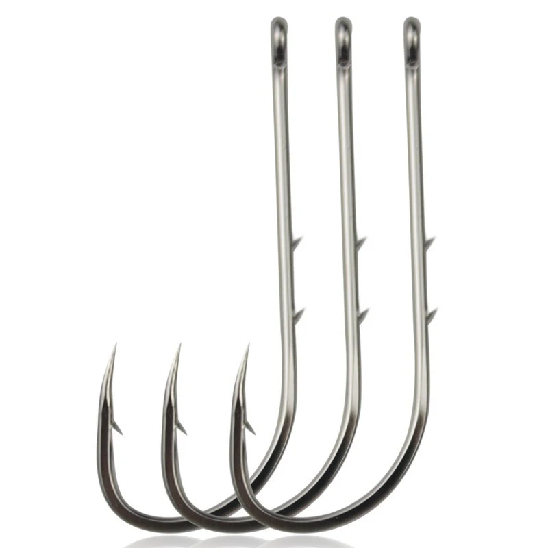 

Double back stab bent fish hook tide hook long handle tube with sea hook, Black