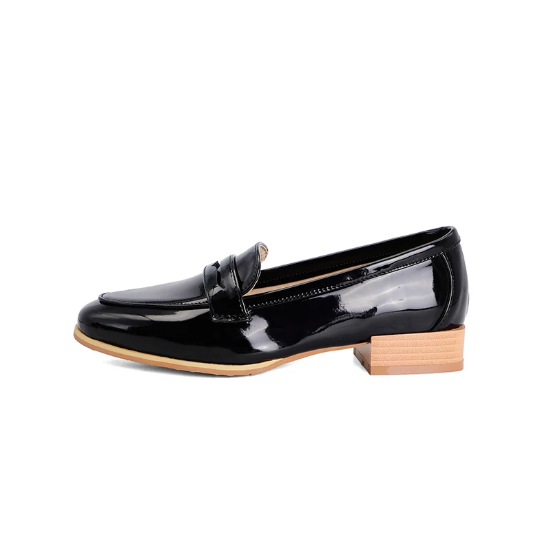 

new round head Solid Patent Leather Light weight Low Heel Leisure shoe