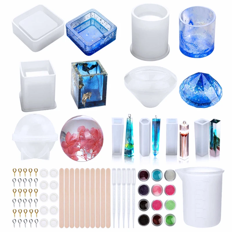 

Diy crystal drops, ashtray, diamond measuring cup, silica gel mould, cylindrical cube, fountain pen, pendant, epoxy cake tool, White