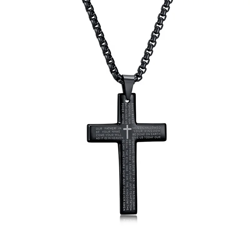 

2020 Hot Sale Fashion Jewelry Christian Religious Gift Titanium Steel Cross Pendant, Black silver gold rose gold
