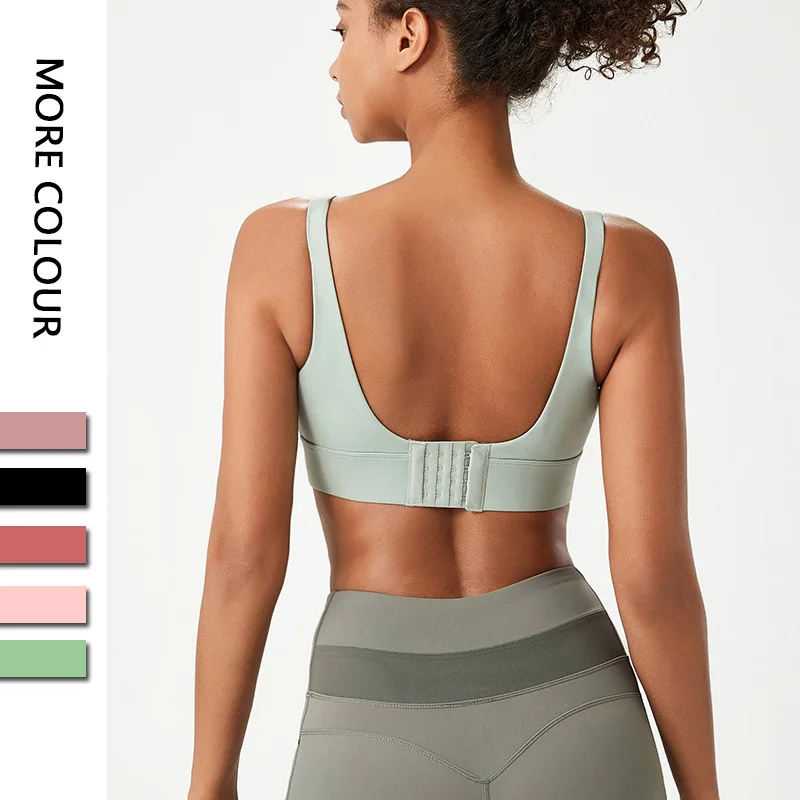 

Gym Womens Sport Bras Beauty Back Yoga Bra Customizable Breasted Naked Feel Shockproof Plus Size V Neck Sports Bra Tank Top