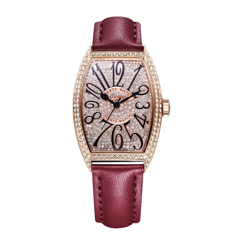 

Fashion Guou Luxury Brand Women Large Dial Gold Genuine Leather watch Waterproof Ladies Man Fashion Quartz Watches 8200wt