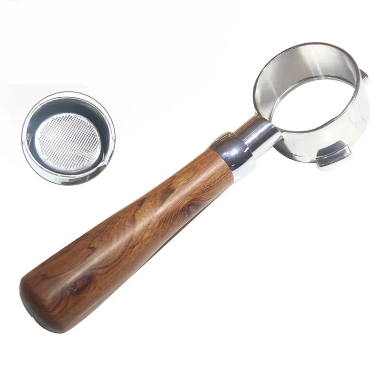 

Bottomless Portafilter with Wooden Handle for Espresso Coffee Machine