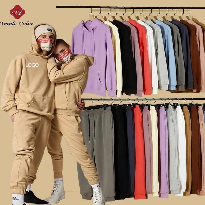 

Wholesale Sweatsuit Vendor French Terry Hoodie Sweatpants 2 Piece Jogging Set Mens Custom Tracksuit Set Unisex Cotton Sweat Suit