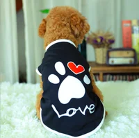 

Summer Cotton Vest Dog Cat Dogs T Shirt Clothes With Paw Printed Heart Love Design Coat Pet Puppy Apparel Clothing