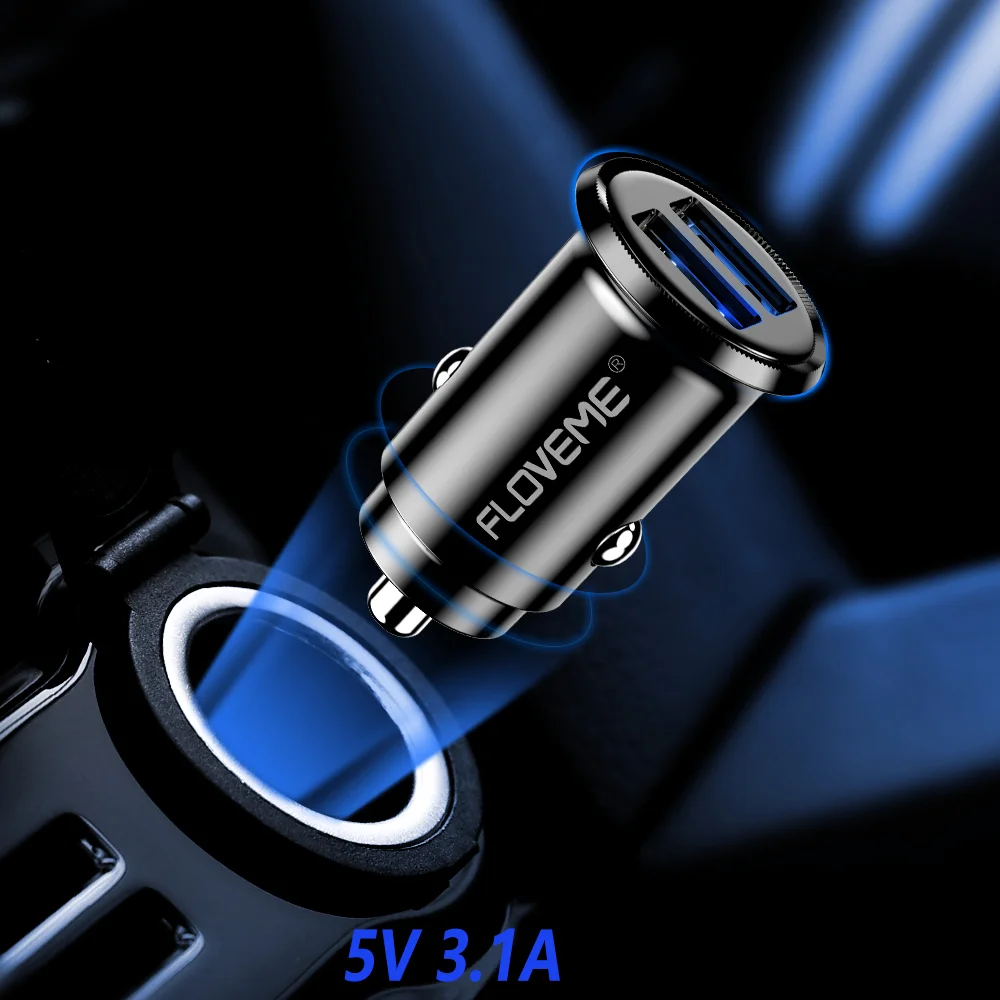 

Free Shipping 1 Sample OK FLOVEME car charger qc 3.0 dual usb port car charger