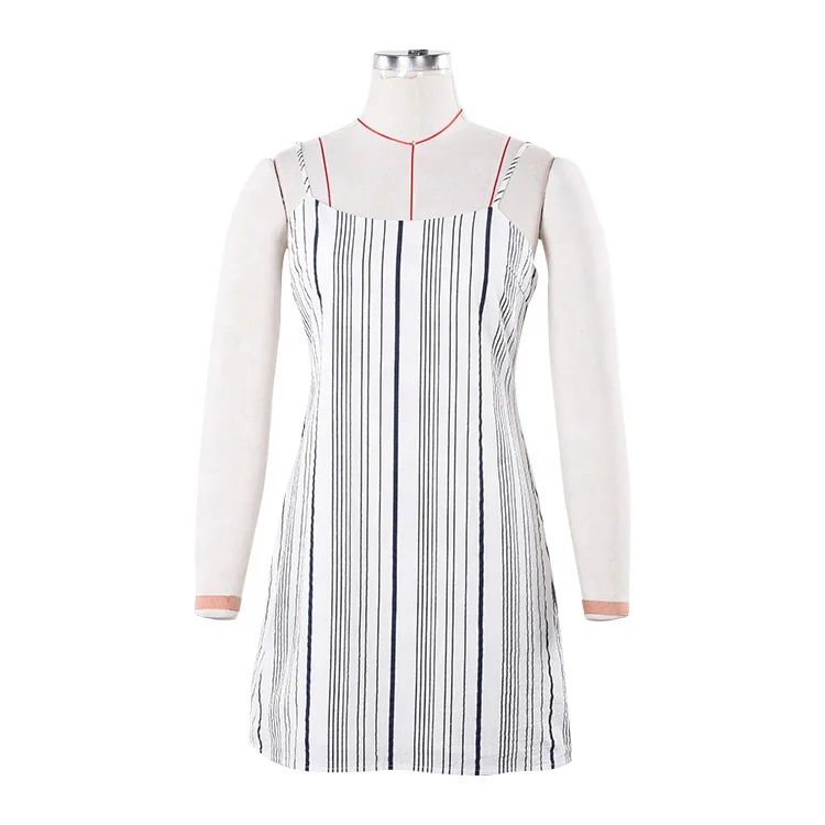 

Ladies fashion dresses sling striped dresses women casual summer short dress