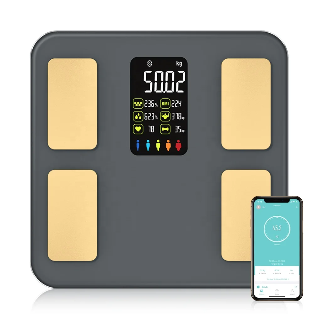 

Welland bathroom household BMI electronic Body Fat analyzer scales electronic smart digit weighing fat scale app
