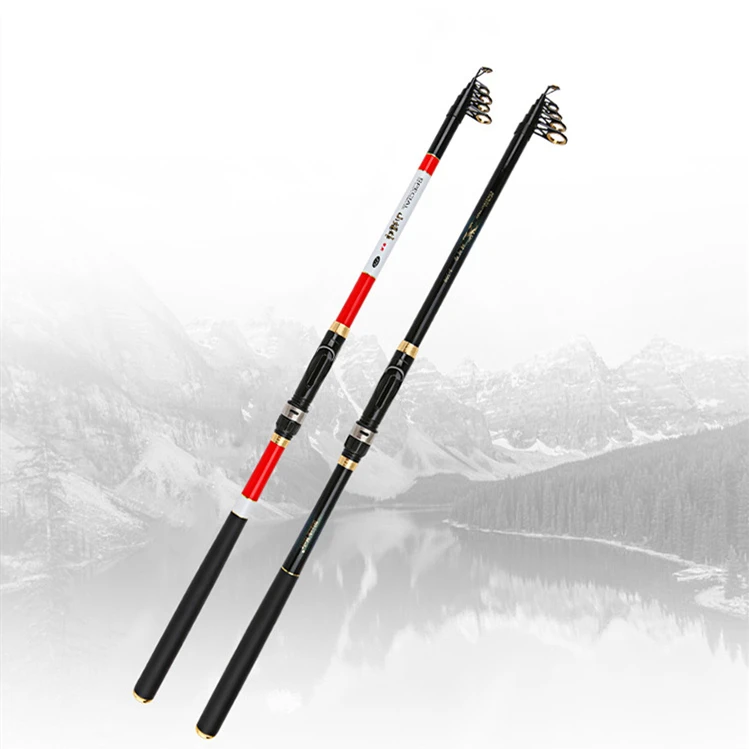

Multi Sections Fishing Rod  Portable Carbon Fiber Carp Telescopic Fishing Rod Rock Fishing Pole, Black;red