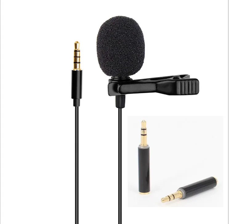 

Lapel microphone portable lavalier 3.5mm wired clip on microphone for phone and laptop mini microphone, Black