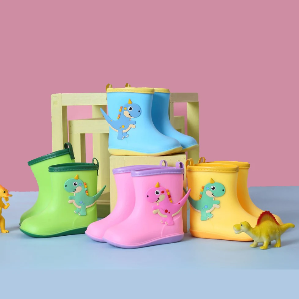 

Cheap Kids Cute Cartoon Rain Boots With Cute Animal, Pink,green,yellow,blue